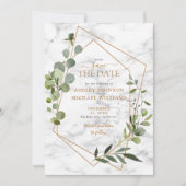 Koper Geometrische Eucalyptus Foto slaat de datum Save The Date (Voorkant)