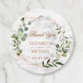 Koper Geometrische Eucalyptus Marble Elegant Weddi Bedankjes Labels (Voorkant)