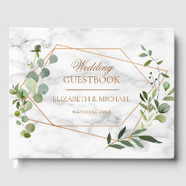Koper Geometrische Eucalyptus Marble Elegant Weddi Gastenboek