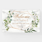 Koper Geometrische Eucalyptus Marble Elegant Weddi Spandoek (Horizontaal)