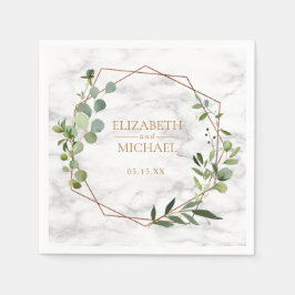 Koper Geometrische Eucalyptus Marmer Bruiloft Serv Servet