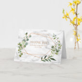 Koper Geometrische Eucalyptus Marmer Foto Bruiloft Kaart (Gele Bloem)