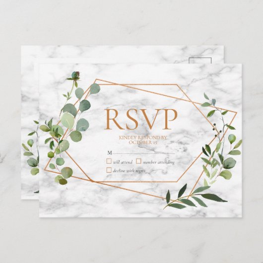 Koper Geometrische Eucalyptus Marmer Geen Menu RSV (Voorkant / Achterkant)