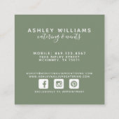 Koper Geometrische groen krans typografie Vierkante Visitekaartje (Achterkant)