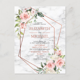 Koper Geometrische marmer roze Briefkaart