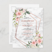 Koper Geometrische marmer roze Briefkaart (Voorkant / Achterkant)