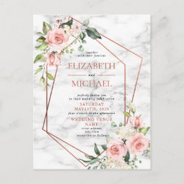 Koper Geometrische marmer roze Briefkaart