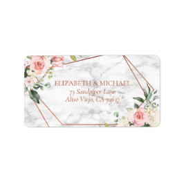 Koper Geometrische marmer roze Floral Adres Etiket