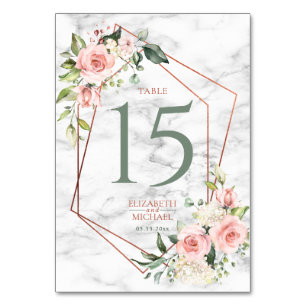 Koper Geometrische marmer roze Floral Kaart