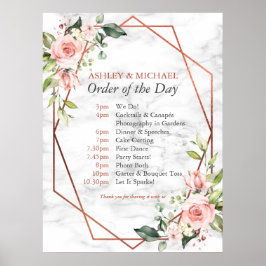 Koper Geometrische marmer roze Floral Orde van Dag Poster