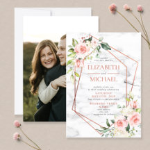 Koper Geometrische marmer roze Floral Wedding