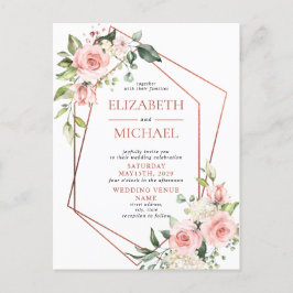 Koper Geometrische perzikroze Briefkaart