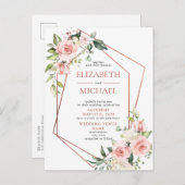 Koper Geometrische perzikroze Briefkaart (Voorkant / Achterkant)