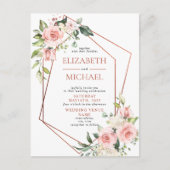 Koper Geometrische perzikroze Briefkaart (Voorkant)