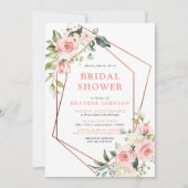 Koper Geometrische roze Floral Eucalyptus Shower Kaart (Voorkant)