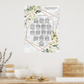 Koper Geometrische witte Floral Marble Seating Poster (Keuken)