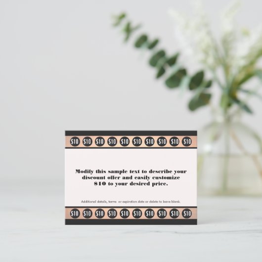 Koper Gestreept 20 Stempel Schoonheidssalon Klantenkaartje (Staand voorkant)