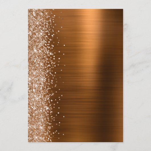 Koper Glam Glitter Script Bruiloft Menu (Achterkant)