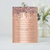 Koper Glitter Drips Roze Goud Bruiloft 16e Kaart (Staand voorkant)