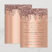 Koper Glitter Drips Roze Goud Bruiloft 16e Kaart (Voorkant / Achterkant)