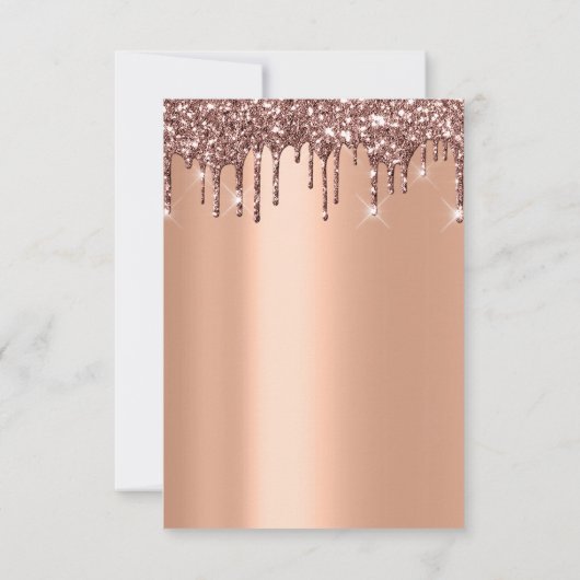 Koper Glitter Druppels Roze Goud Bruiloft 16e Kaart (Achterkant)