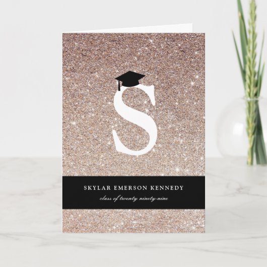 Koper Glitter Monogram Letter S Modern Foto Afstud Aankondiging (Voorkant)