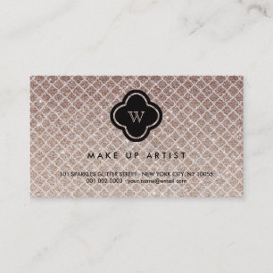 Koper Glitter Monogram Quatrefoil Profielkaart Visitekaartje