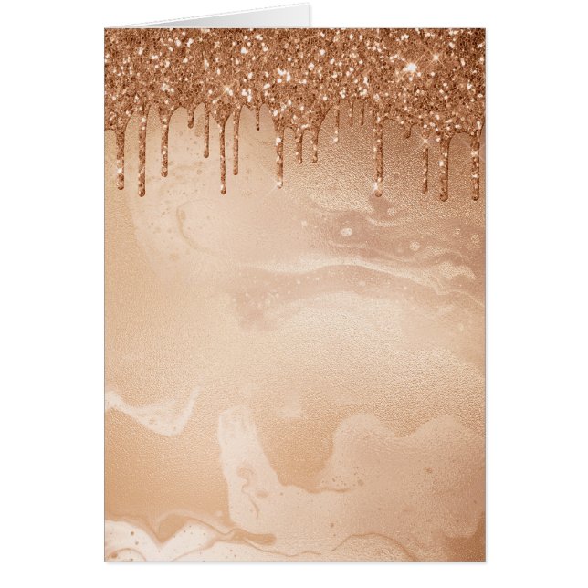 Koper Glitter Rain op Blush Copper Metal Marble (Voorkant)