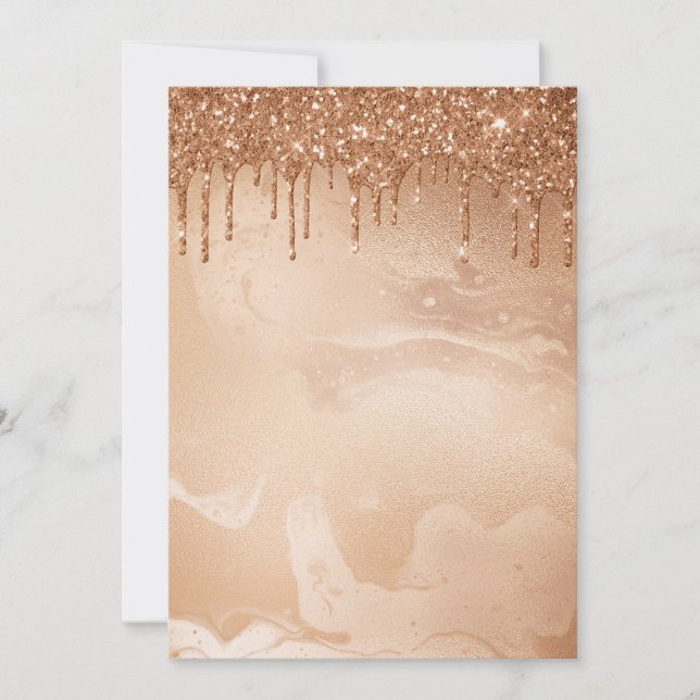 Koper Glitter Rain op Blush Copper Metal Marble (Voorkant)