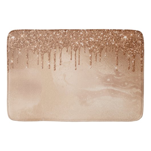 Koper Glitter Rain op Blush Copper Metal Marble Badmat (Voorkant)