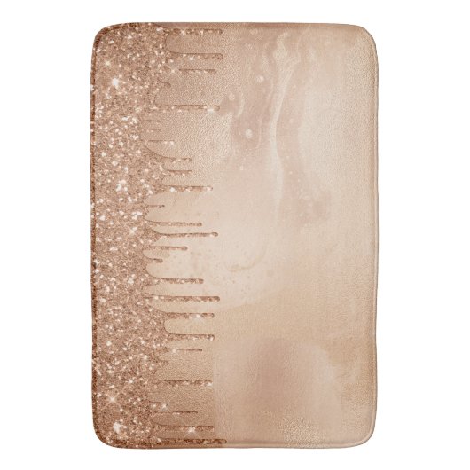 Koper Glitter Rain op Blush Copper Metal Marble Badmat (Voorkant Verticaal)