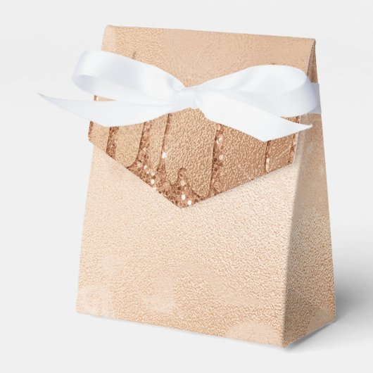 Koper Glitter Rain op Blush Copper Metal Marble Bedankdoosjes (Voorkant Zijde)
