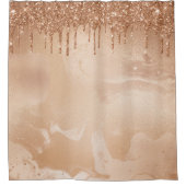 Koper Glitter Rain op Blush Copper Metal Marble Douchegordijn (Voorkant)