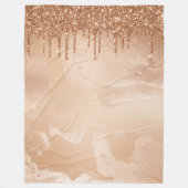 Koper Glitter Rain op Blush Copper Metal Marble Fleece Deken (Voorkant)