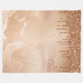 Koper Glitter Rain op Blush Copper Metal Marble Fleece Deken (Voorkant (Horizontaal))