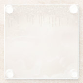 Koper Glitter Rain op Blush Copper Metal Marble Glazen Onderzetter (Achterkant)