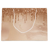 Koper Glitter Rain op Blush Copper Metal Marble Groot Cadeauzakje (Voorkant)