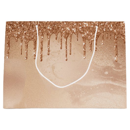 Koper Glitter Rain op Blush Copper Metal Marble Groot Cadeauzakje (Voorkant)