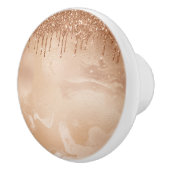 Koper Glitter Rain op Blush Copper Metal Marble Keramische Knop (Rechts)