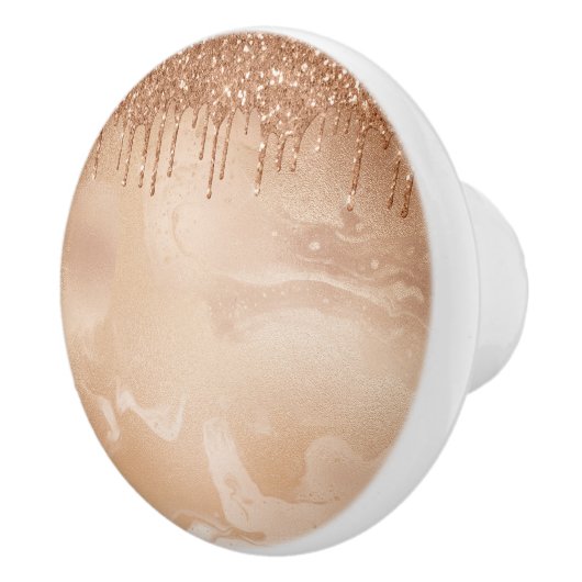 Koper Glitter Rain op Blush Copper Metal Marble Keramische Knop (Rechts)