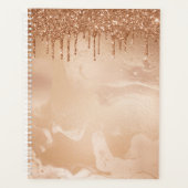 Koper Glitter Rain op Blush Copper Metal Marble Planner (Voorkant)