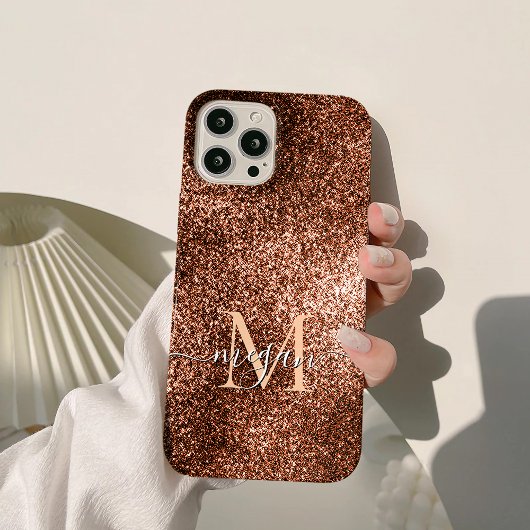 Koper Glitter Sparkle - Aangepaste Monogram Chic Case-Mate iPhone Case