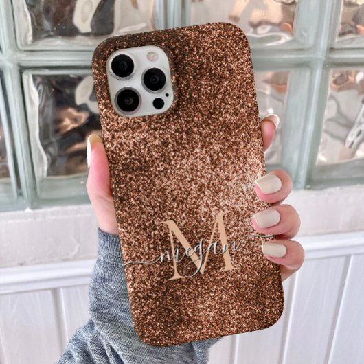 Koper Glitter Sparkle - Aangepaste Monogram Chic Case-Mate iPhone Case