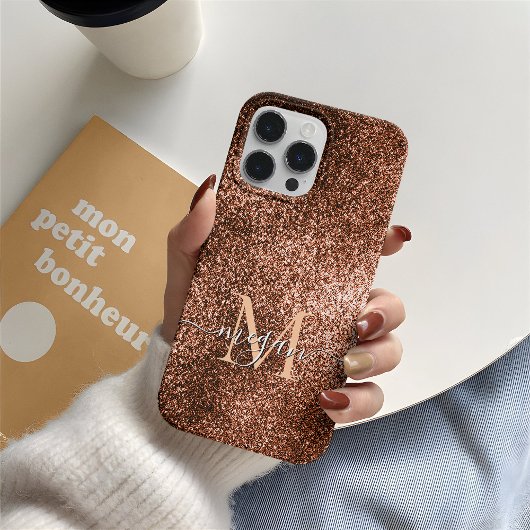Koper Glitter Sparkle - Aangepaste Monogram Chic Case-Mate iPhone Case