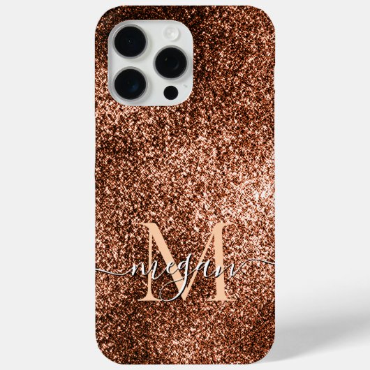 Koper Glitter Sparkle - Aangepaste Monogram Chic Case-Mate iPhone Case (Achterkant)