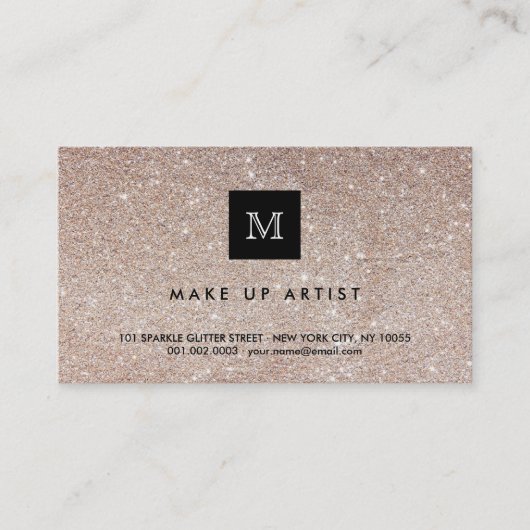 Koper Glitter Sparkles Moderne Chic Profile Card Visitekaartje (Voorkant)