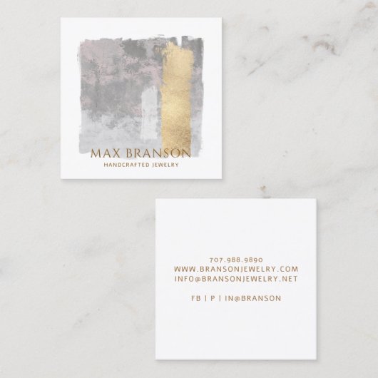 Koper Goud Abstract Sieraden Designer Vierkante Visitekaartje (Voorkant / Achterkant)