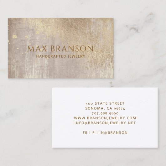 Koper Goud Abstract Sieraden Designer Visitekaartje (Voorkant / Achterkant)