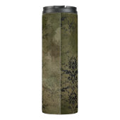 Koper Goud en Zwart Bloemen Damast Thermosbeker (Achterkant)