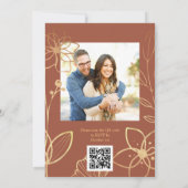 Koper & Goud Foto QR Code Huwelijk Kaart (Achterkant)
